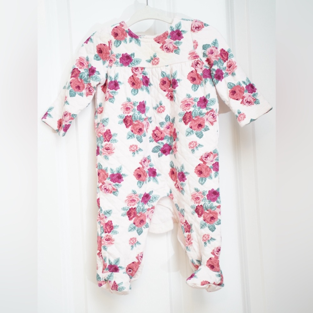 Janie and Jack Pink Floral Kids Footie
